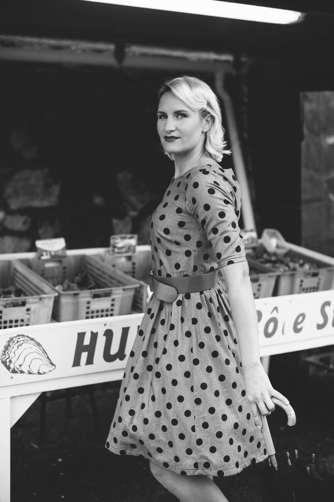 50's style tea dress, fit and flare dress made to order. Magazine shoot