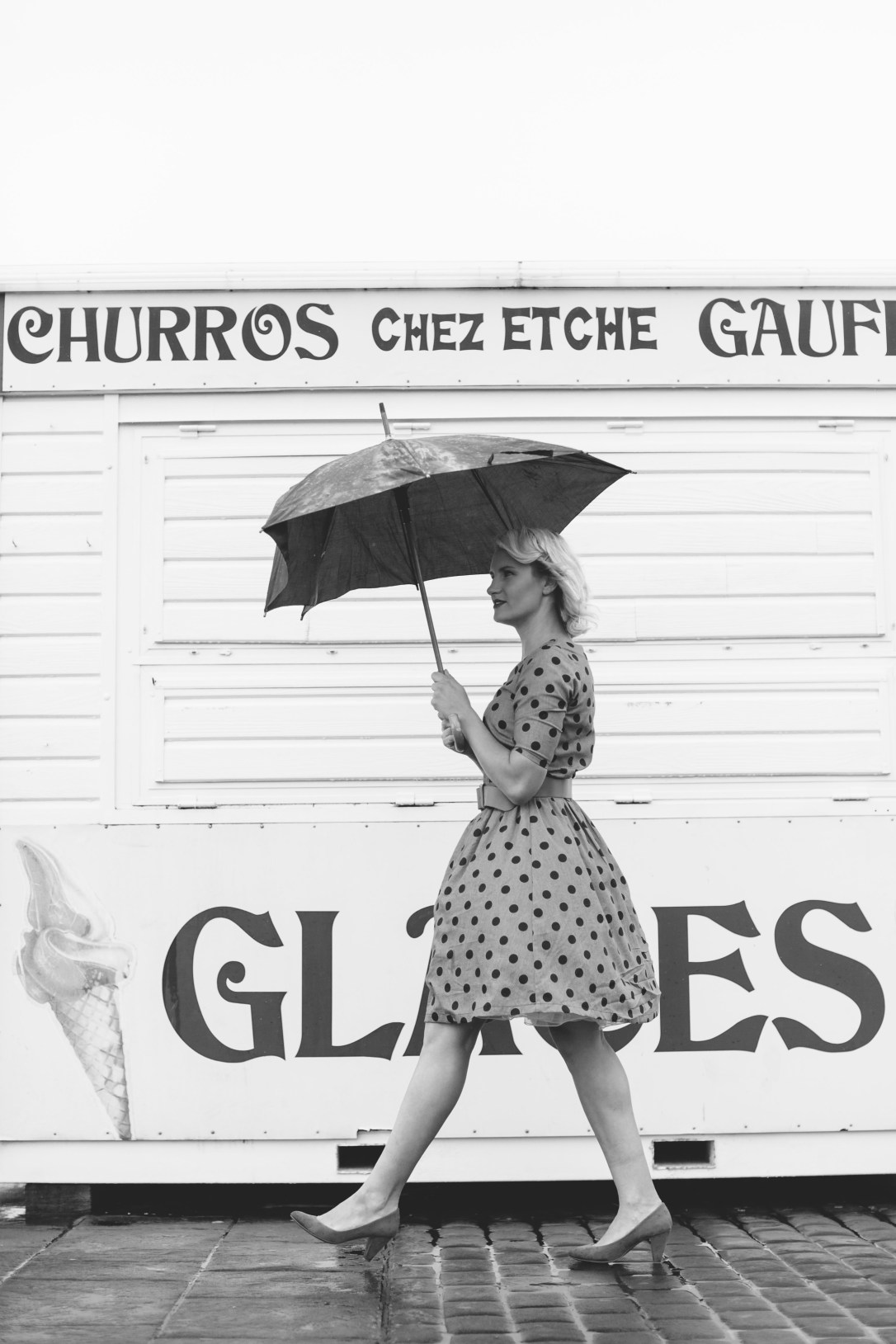 50's style tea dress, fit and flare dress made to order. Magazine shoot