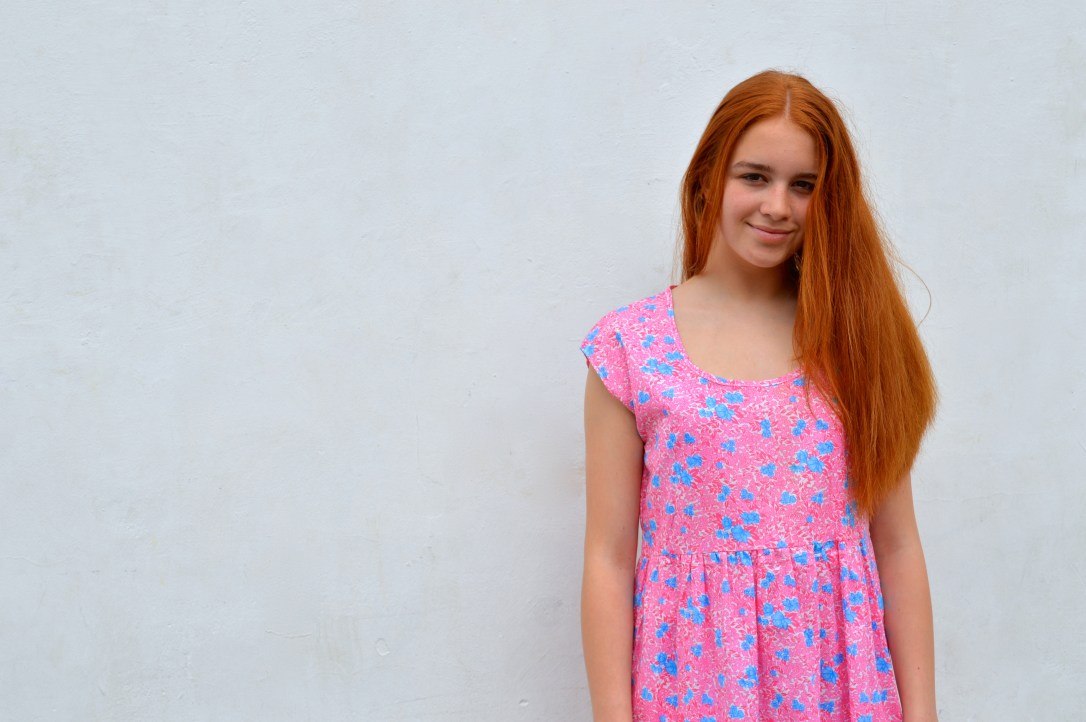 summer smock dress in vintage fabric