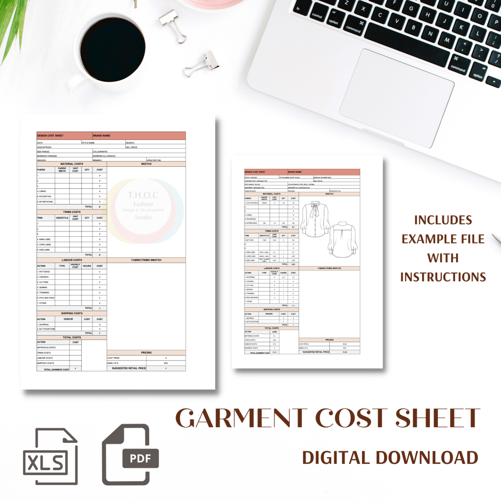 garment cost sheet template